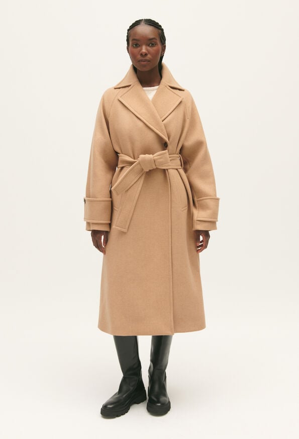 Mid-length wool blend coat