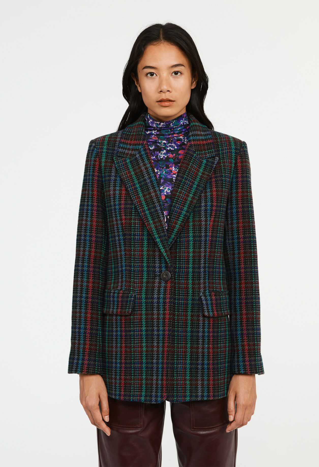 Sandro tartan tailored store jacket