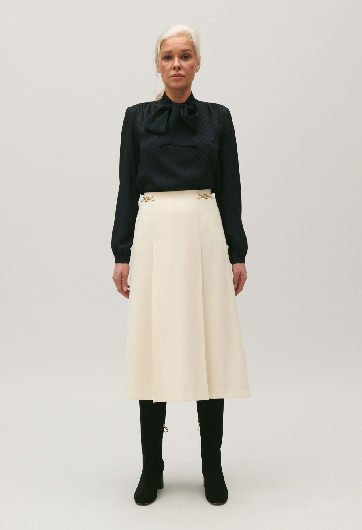Mid-length ivory skirt with curb chain | Claudie Pierlot
