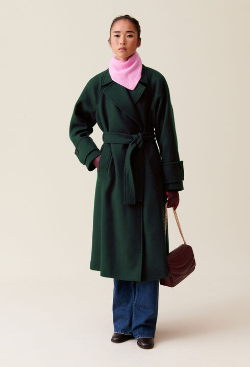 Long green trench coat