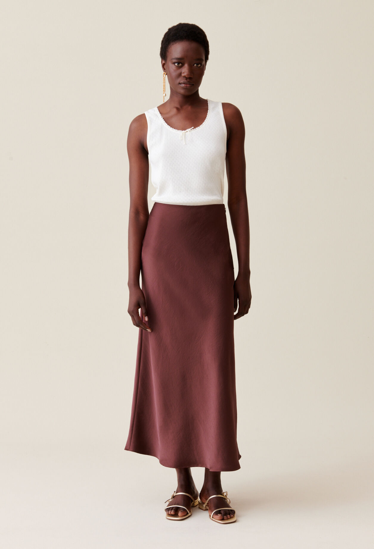 Flowing Satin Midi Skirt