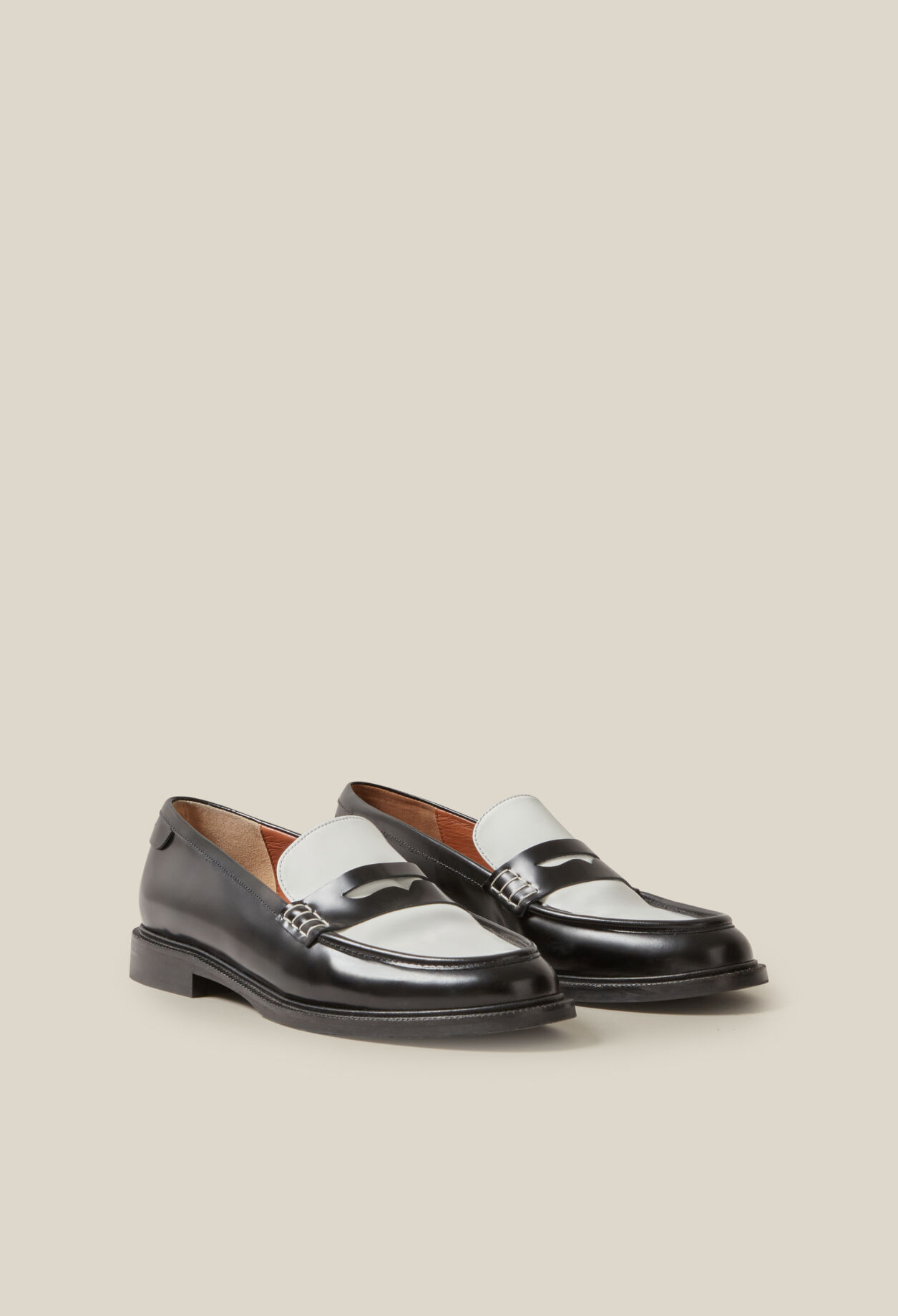 Two-tone leather loafers