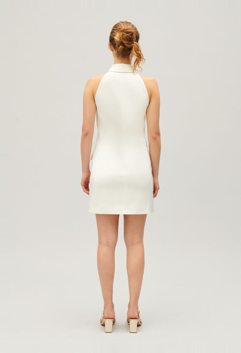 Short ecru satin dress