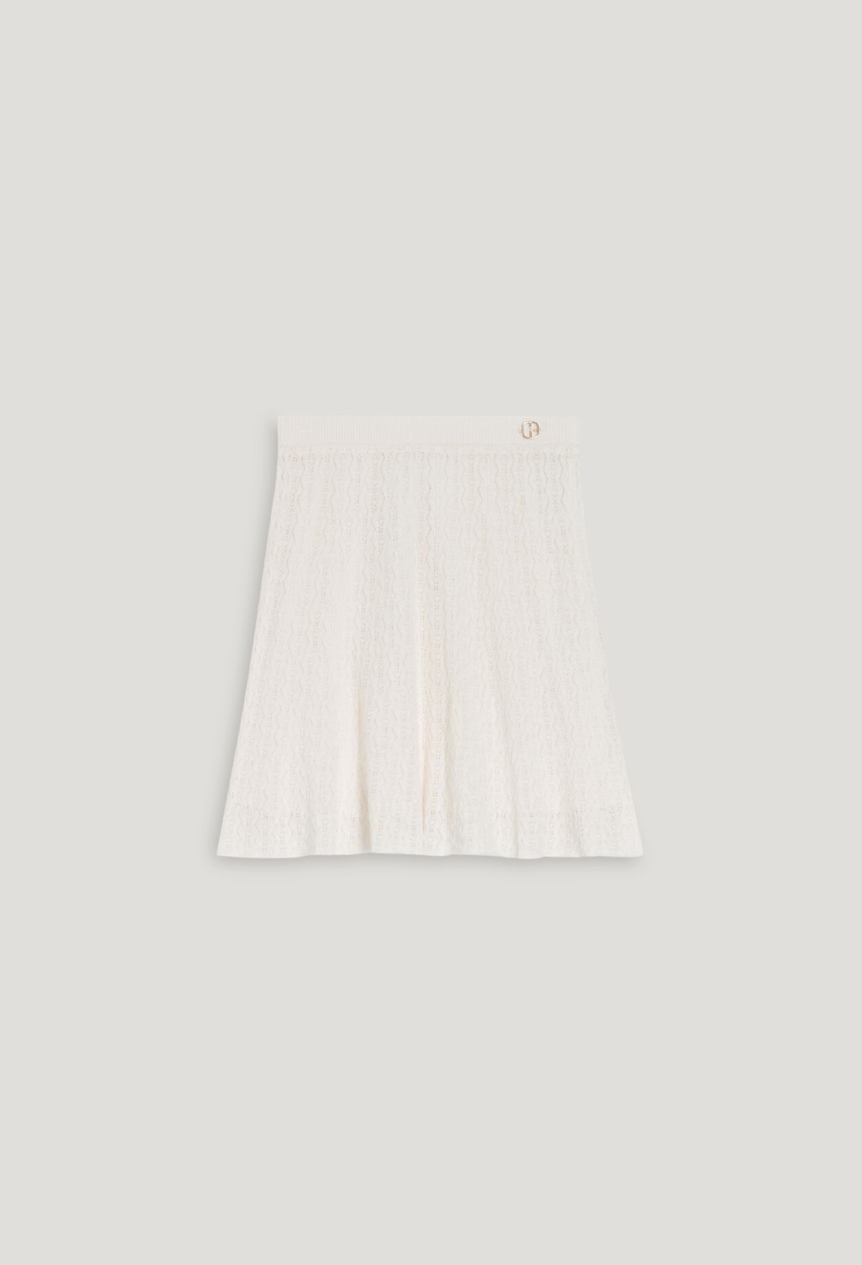 Flowing ecru fine-knit skirt