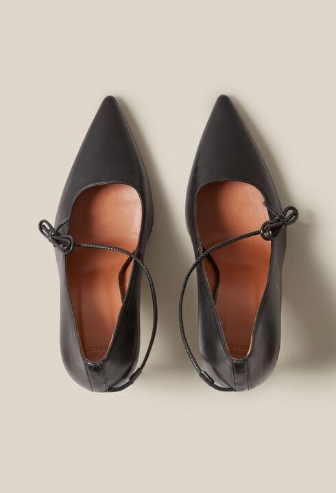 Black leather heels