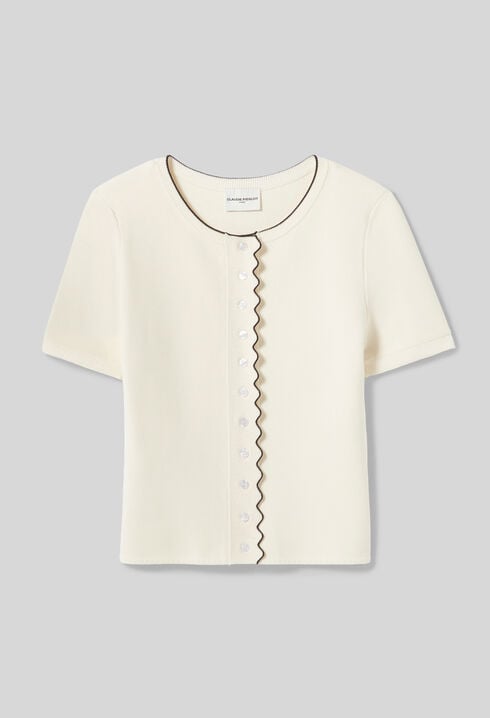 Contrast knit cardigan