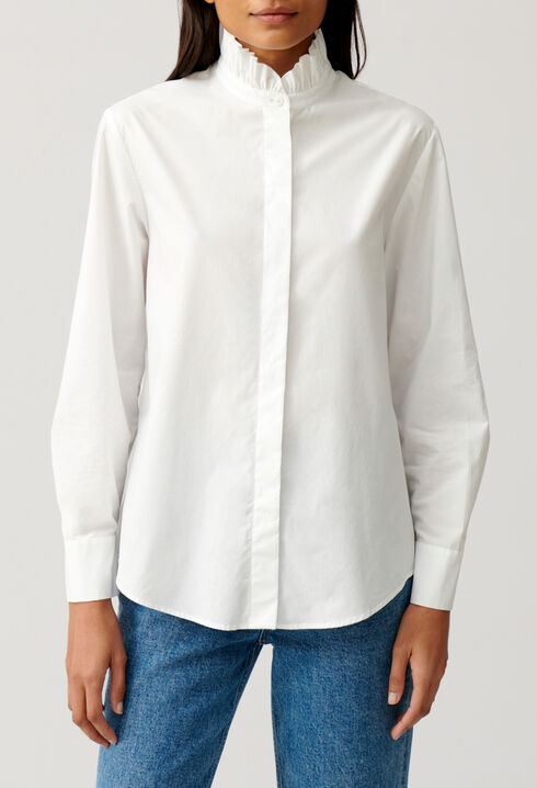 White shirt with ruffled collar