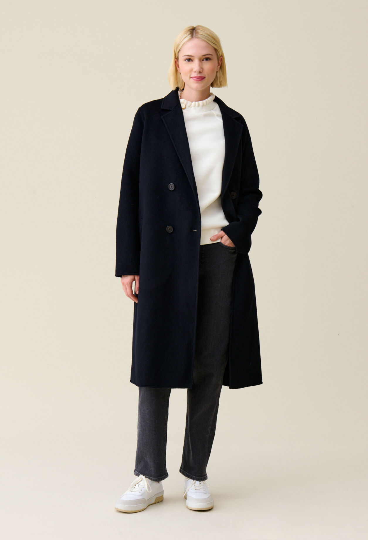 Wool mid length coat hotsell