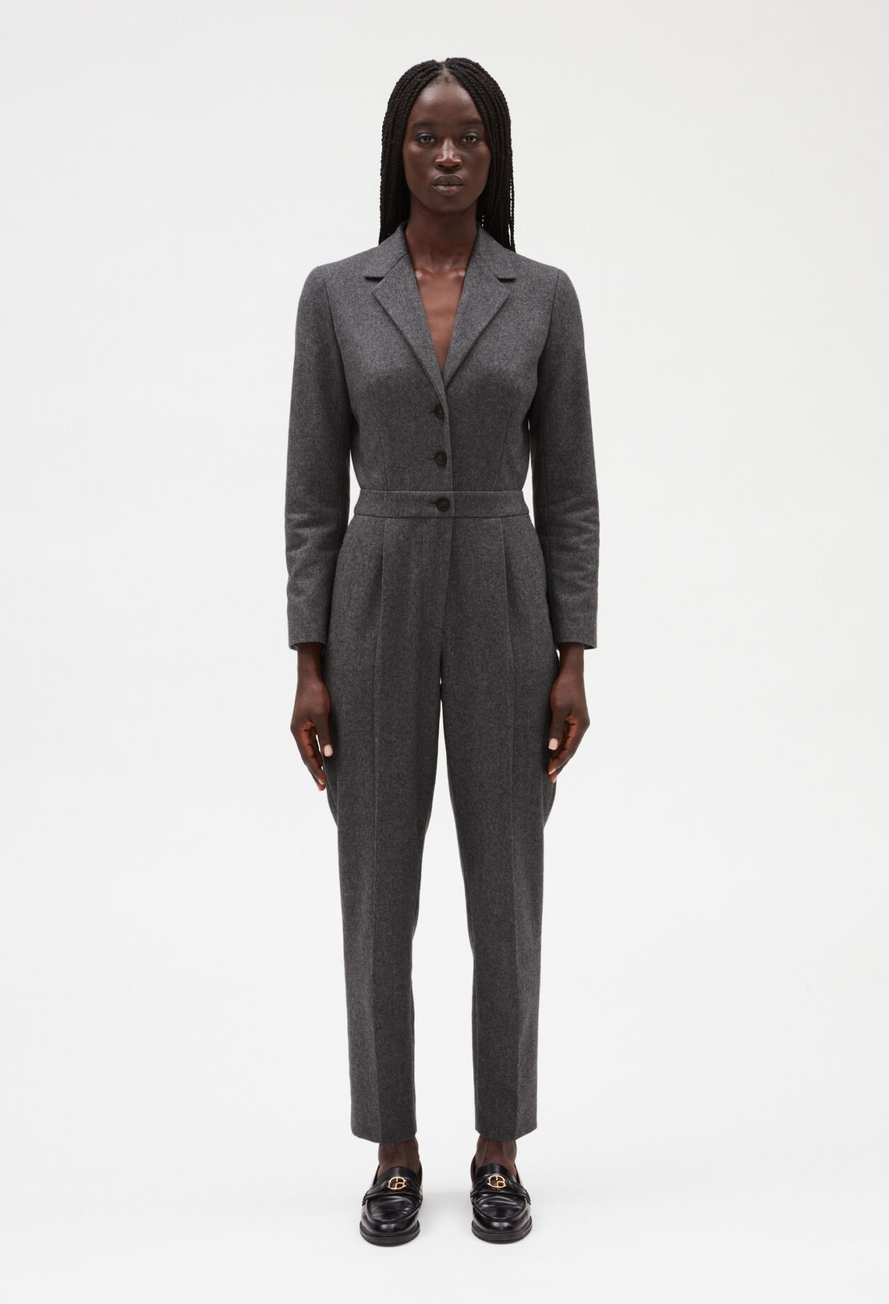 Heather grey long-sleeved jumpsuit