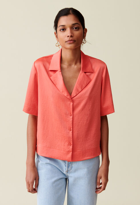 Flowing Satin Mandarin Shirt