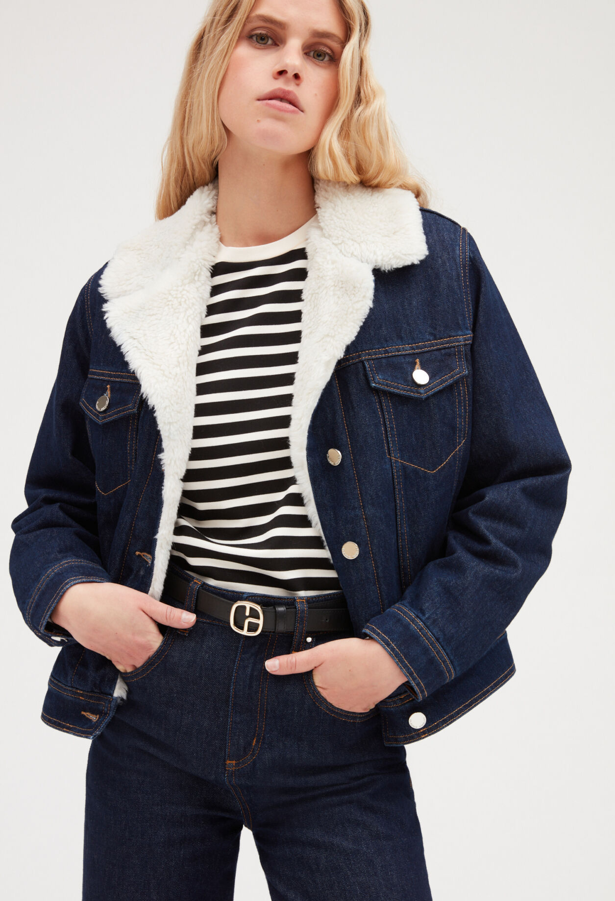 Denim jacket with fur lining women's best sale