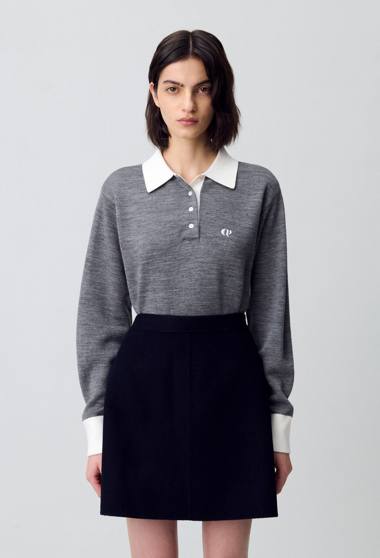 【U LAN】Bona Wool Low Skirt Rosine High Waisted Asymmetrical Skirt - Nocturne - Ulla Johnson