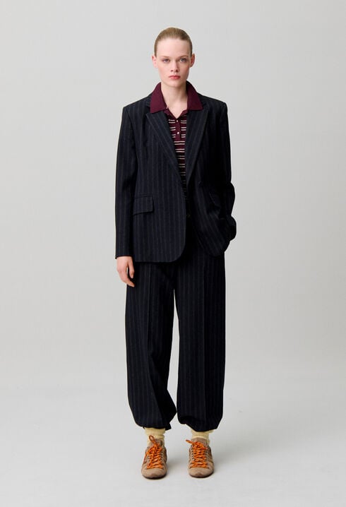 Striped wool-blend jacket