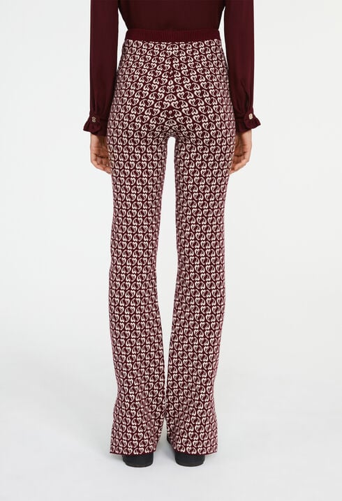 Pantalon bicolore maille imprimé cœur
