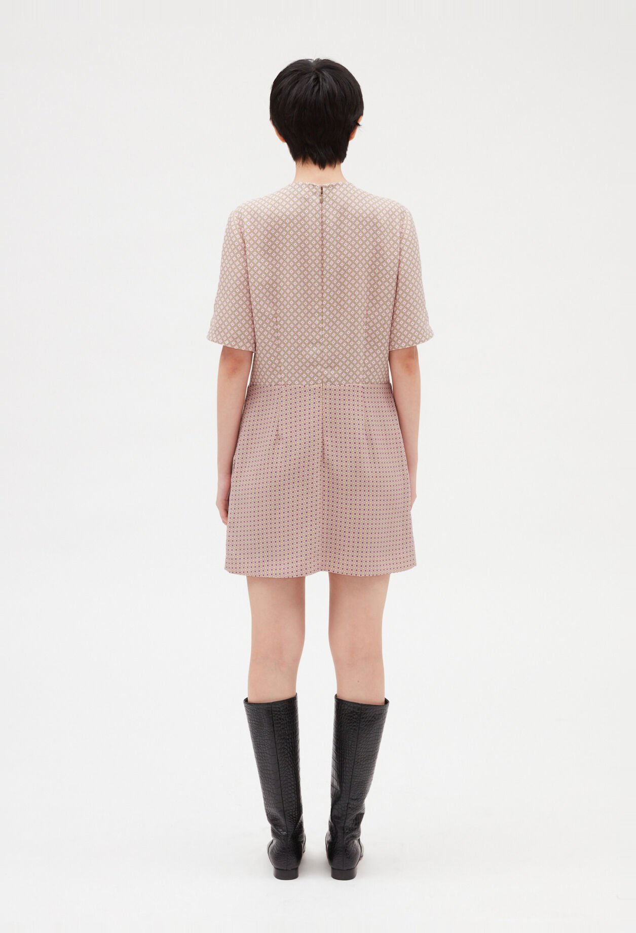 Printed pink mini dress