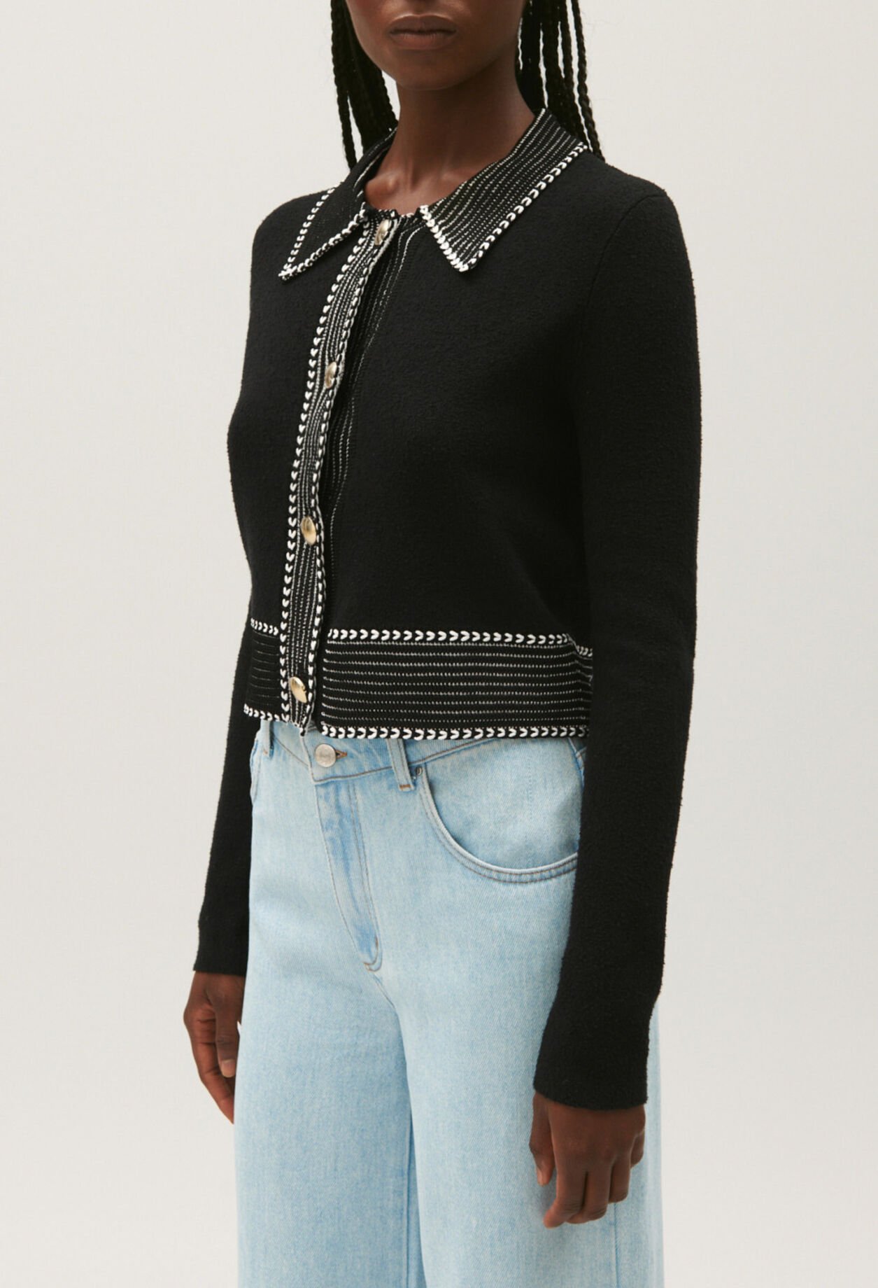 Cropped knit cardigan