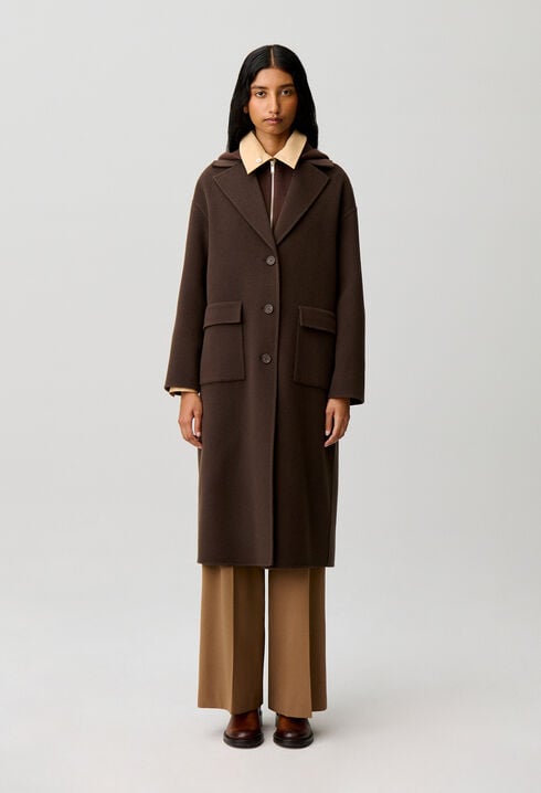 Long tailored collar wool coat