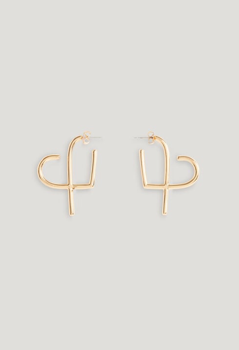 Golden brass CP heart hoop earrings