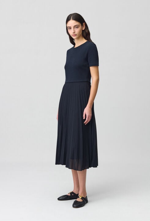 Long dual-fabric Teli dress