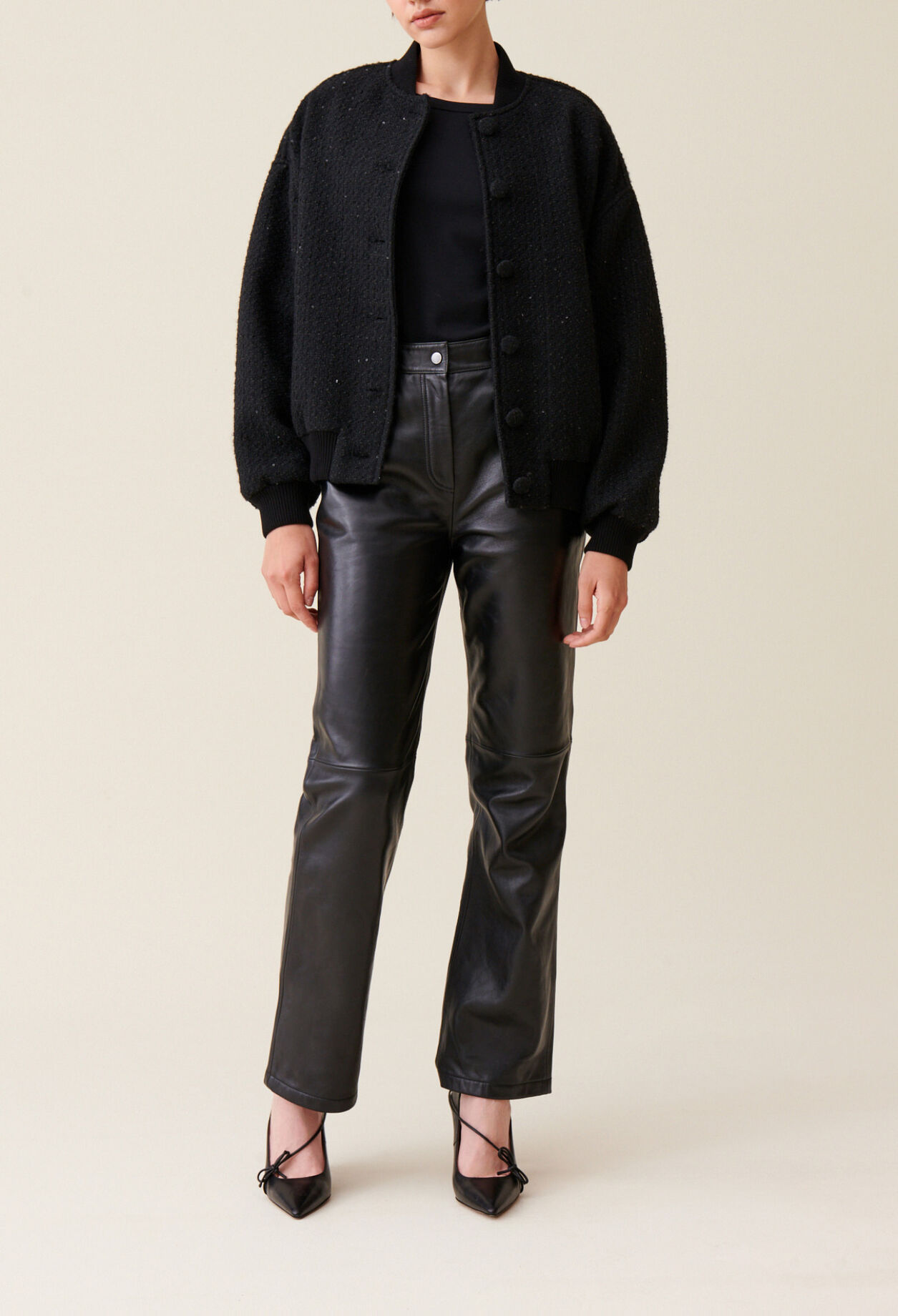 Black tweed bomber