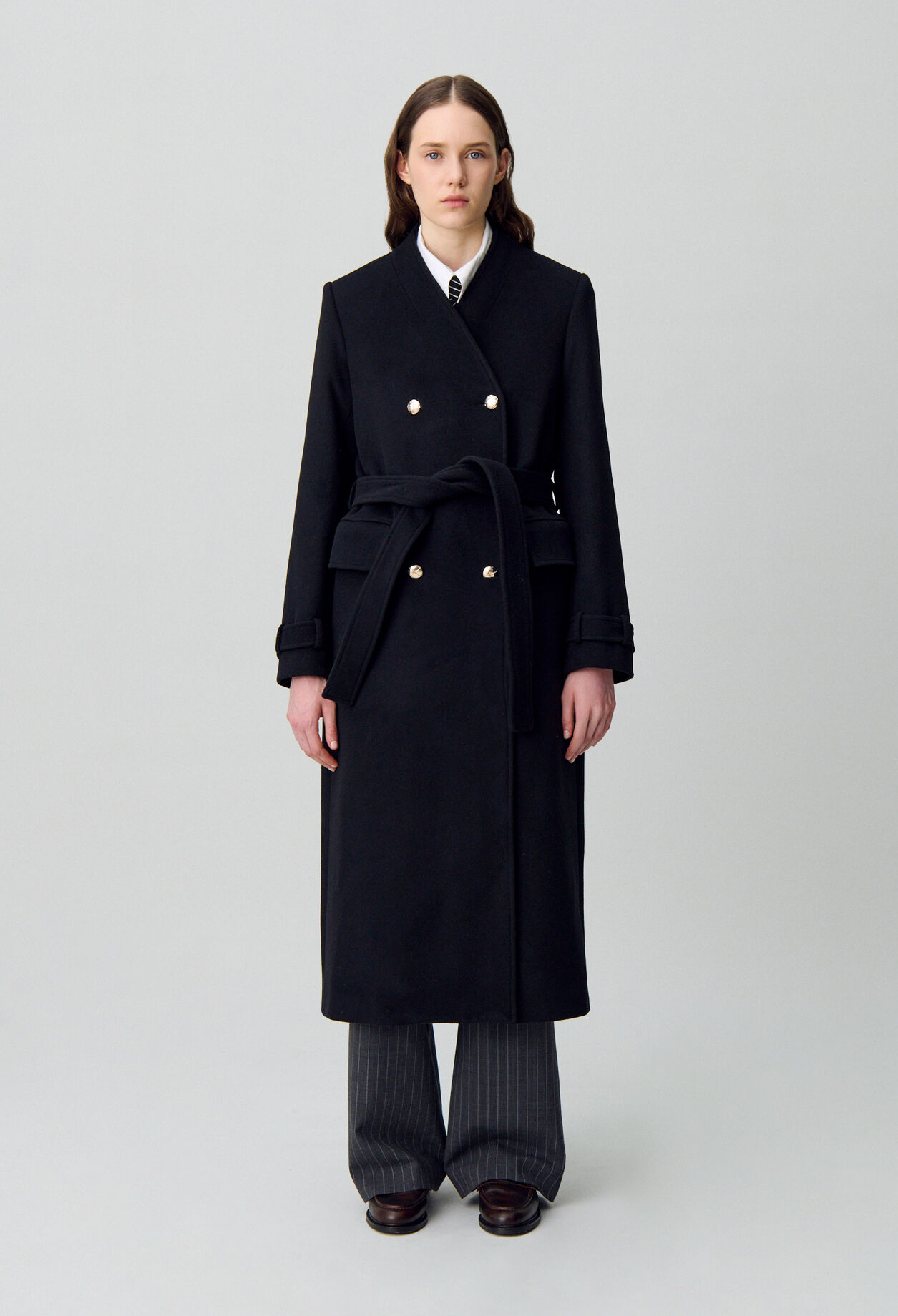 Long double-breasted coat