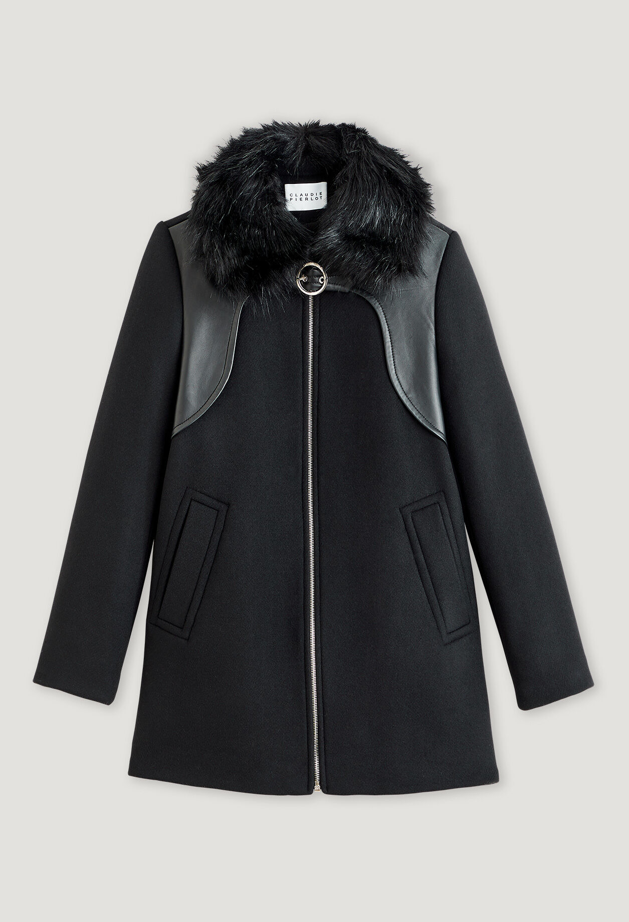 Black coat with panels