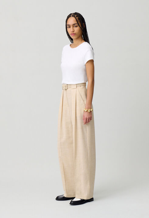 High-waisted wide-leg trousers