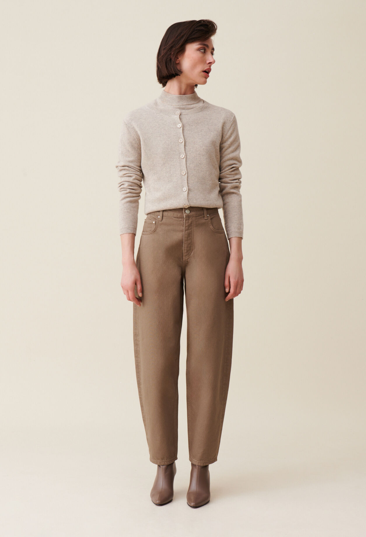 Luc taupe high-waisted jeans