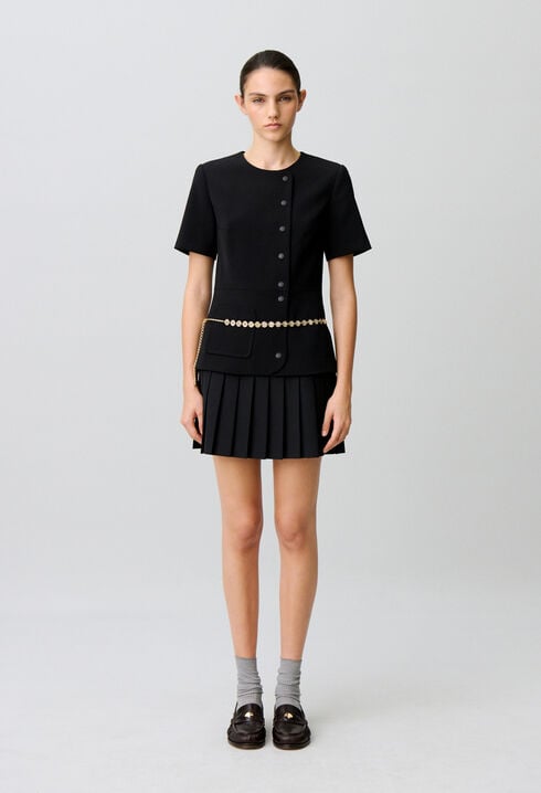 Short pleated peplum dress