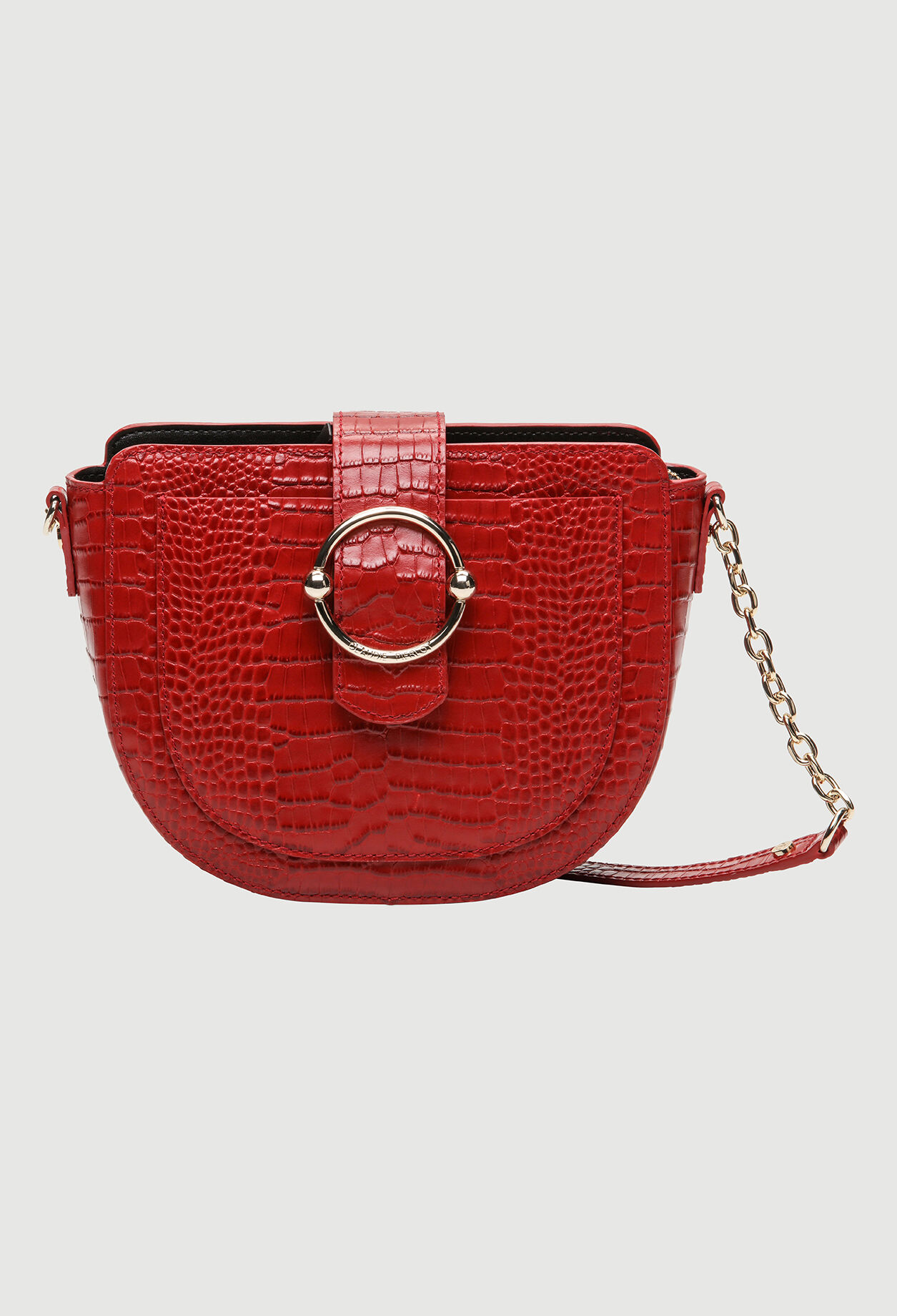 Crocodile effect leather bag