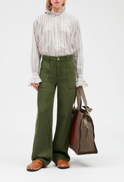 Wide khaki cargo trousers