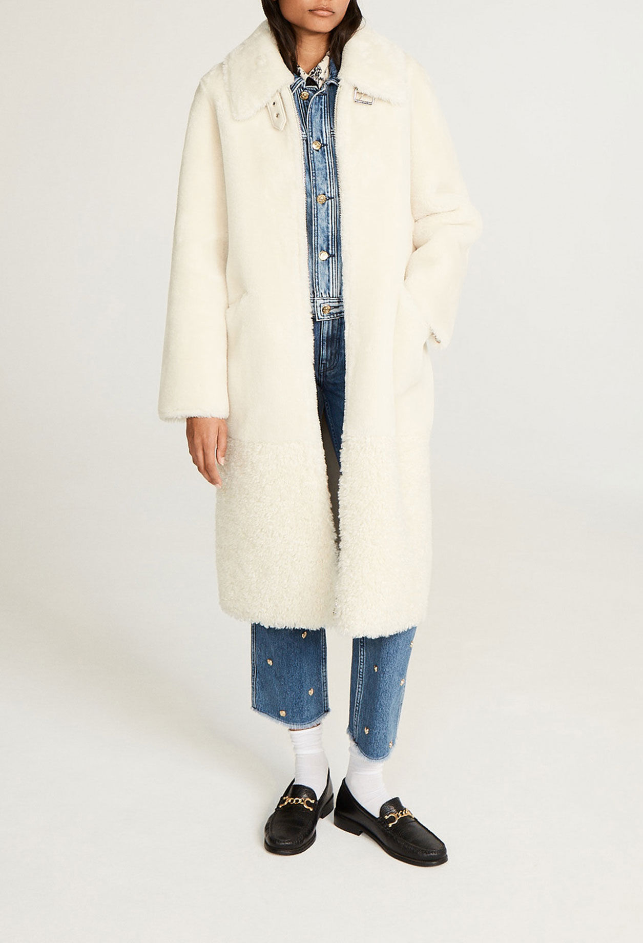 White mid length coat
