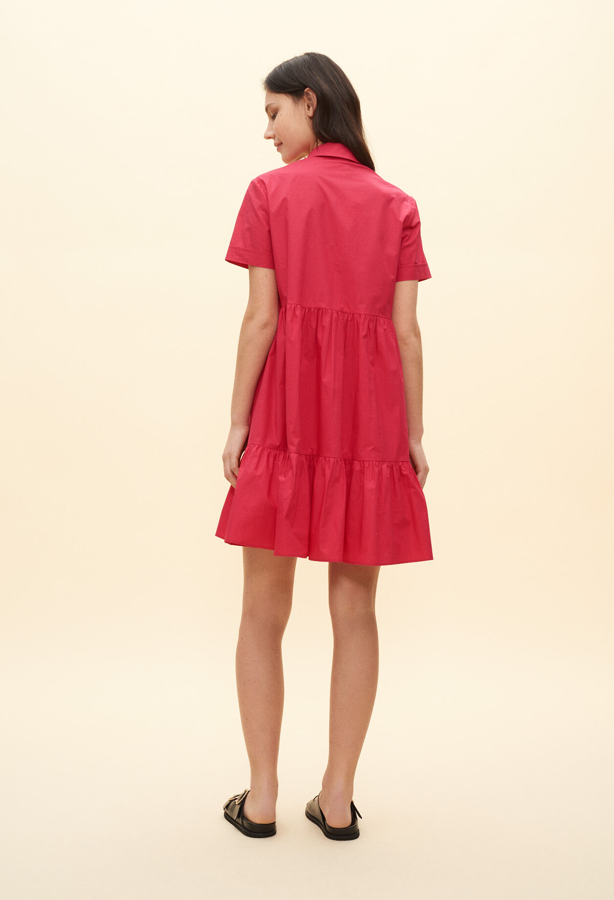 Flared polo-neck dress