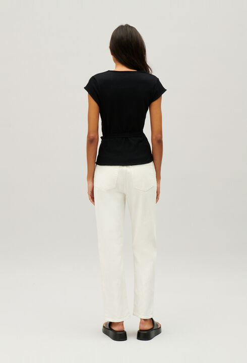 Black wrapover top