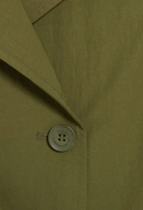 Khaki nylon mid-length trench coat