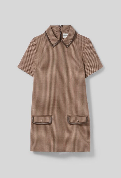 Shift dress with leather detailing