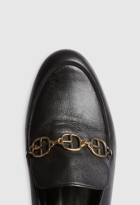 Black leather loafers