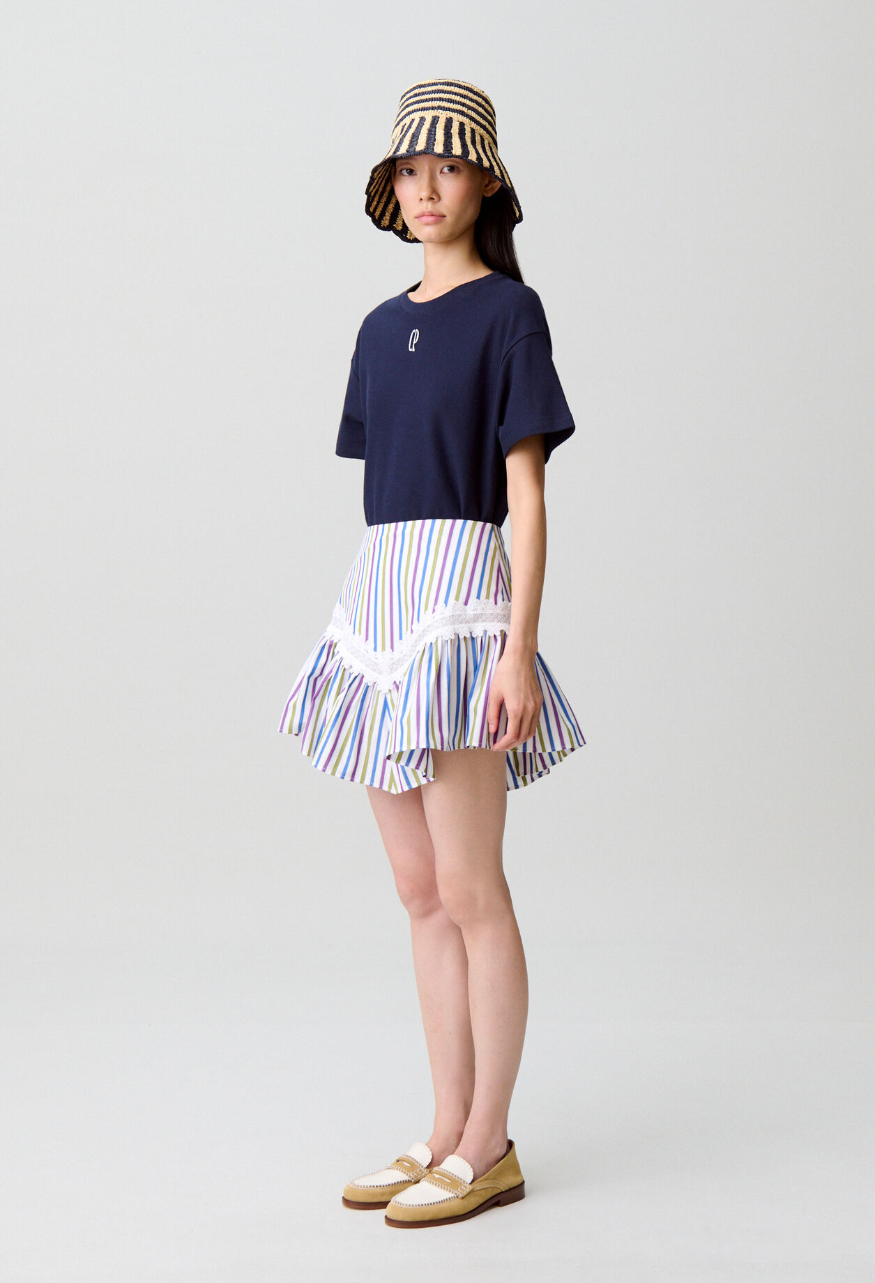 Short striped skirt