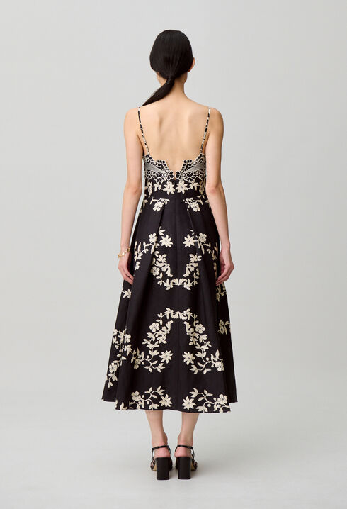 Floral embroidered strappy dress