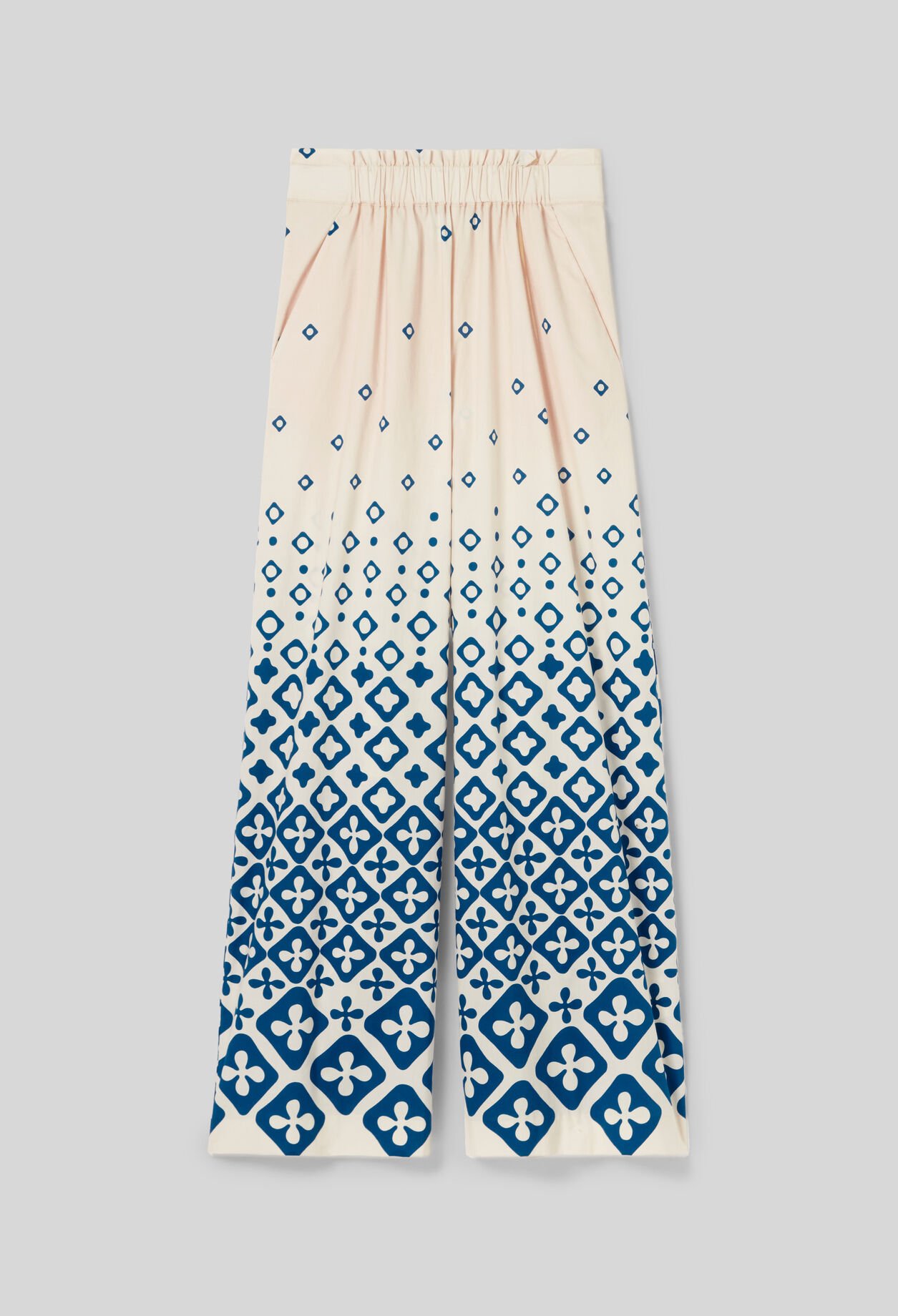 Wide-Leg Fluid Print Trousers
