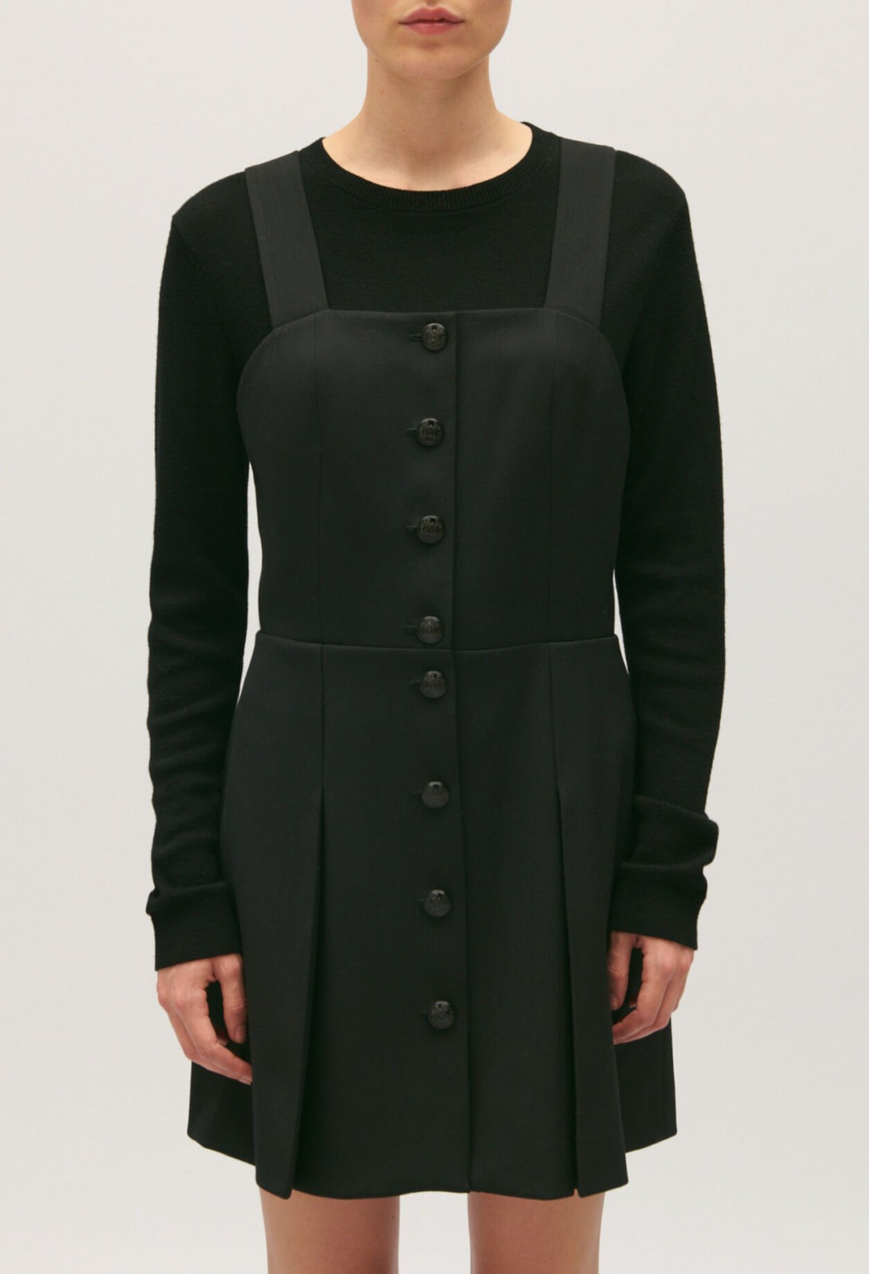 Short black dress with straps