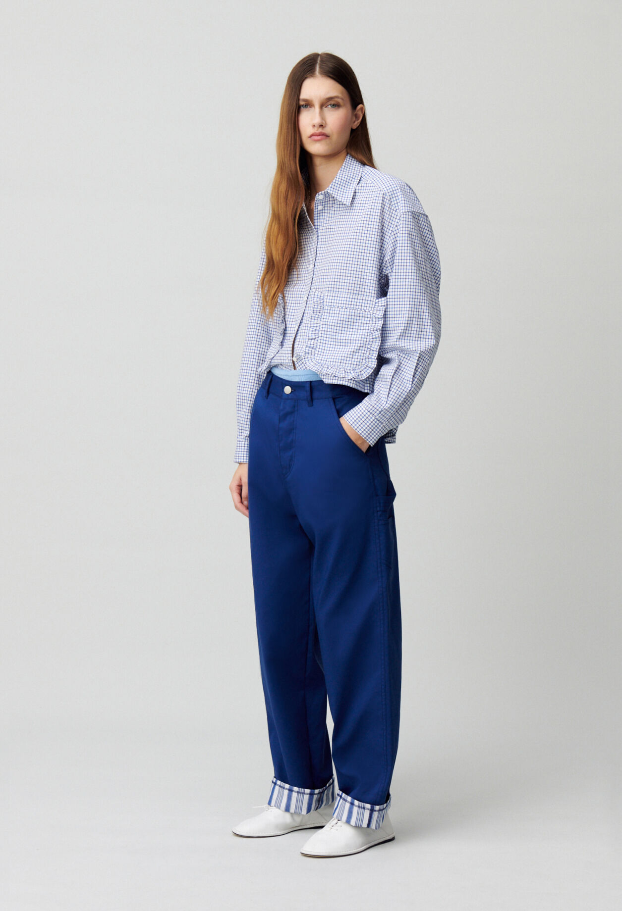 Striped hem trousers