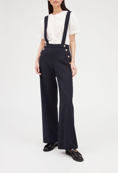 Navy trousers with braces