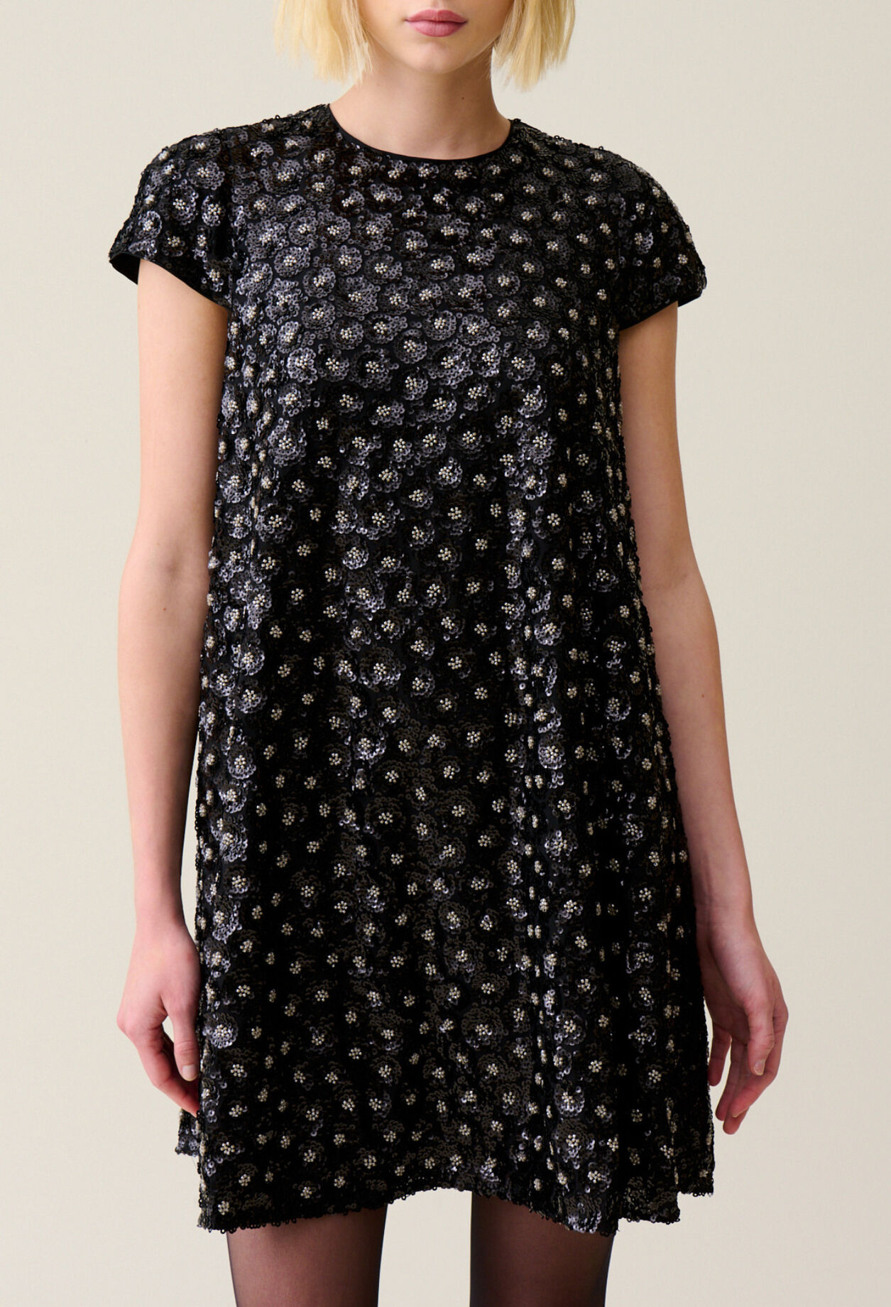 Embroidered babydoll mini dress