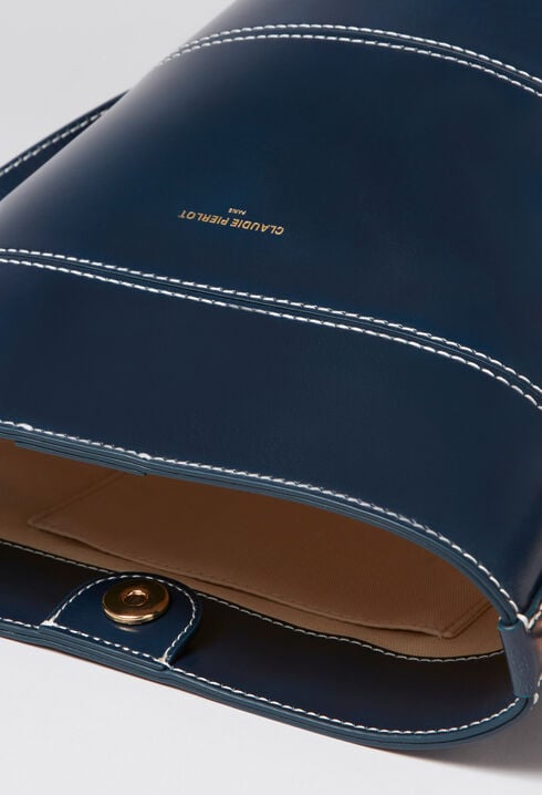 Adjustable leather bucket bag