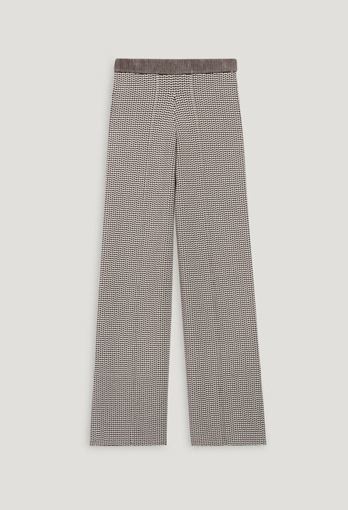 Two-tone jacquard knit trousers