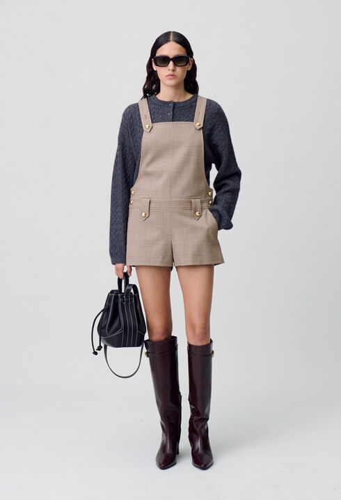 Checked dungaree playsuit