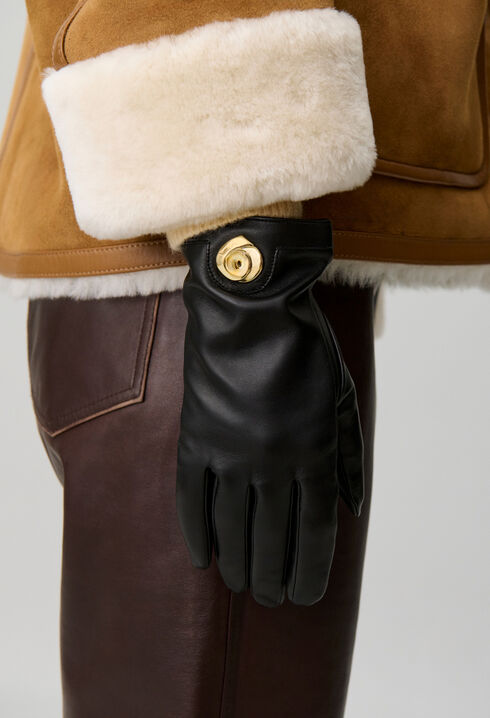 Smooth lambskin gloves gold jewel