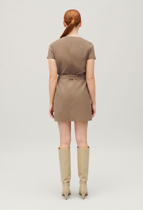 Short brown button-up dress