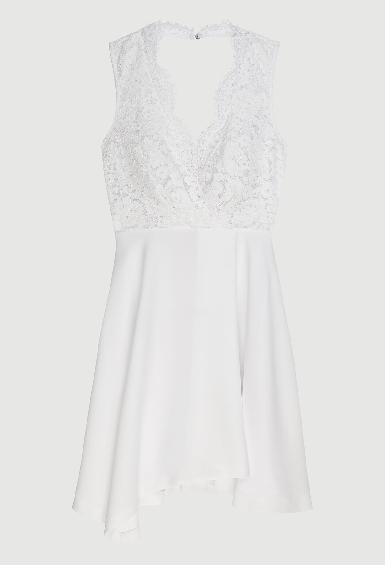 Off-white lace and satin dress